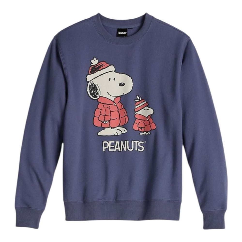 NWT Peanuts Navy Sweatshirt with Snoopy and Woodstock - Picture 2 of 11
